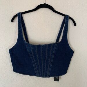 Navy Fitted Bustier Cropped Corset Top